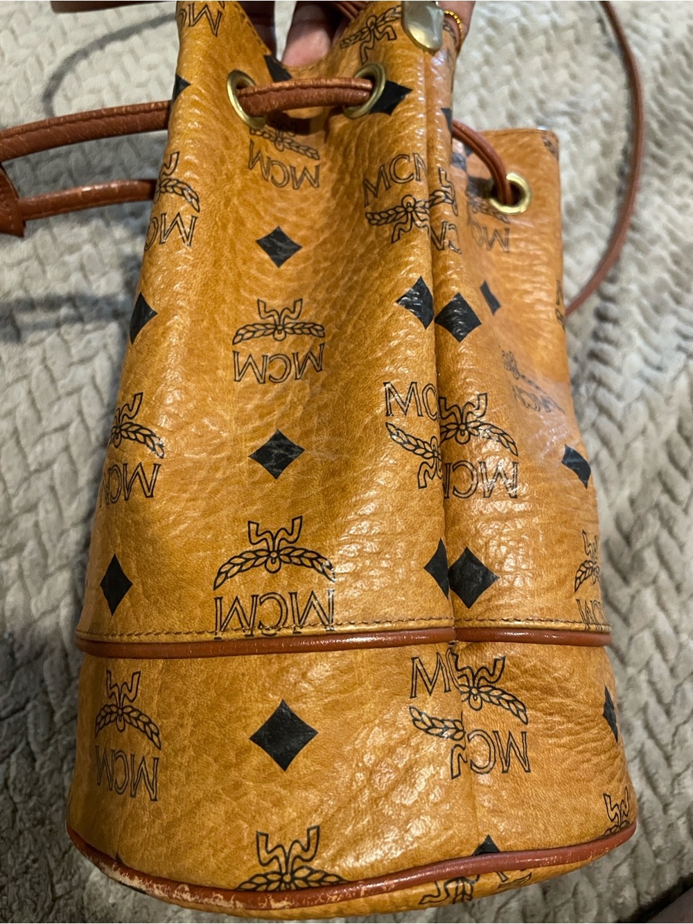 MCM Cognac Visetos Drawstring Crossbody - Picture 4 of 10